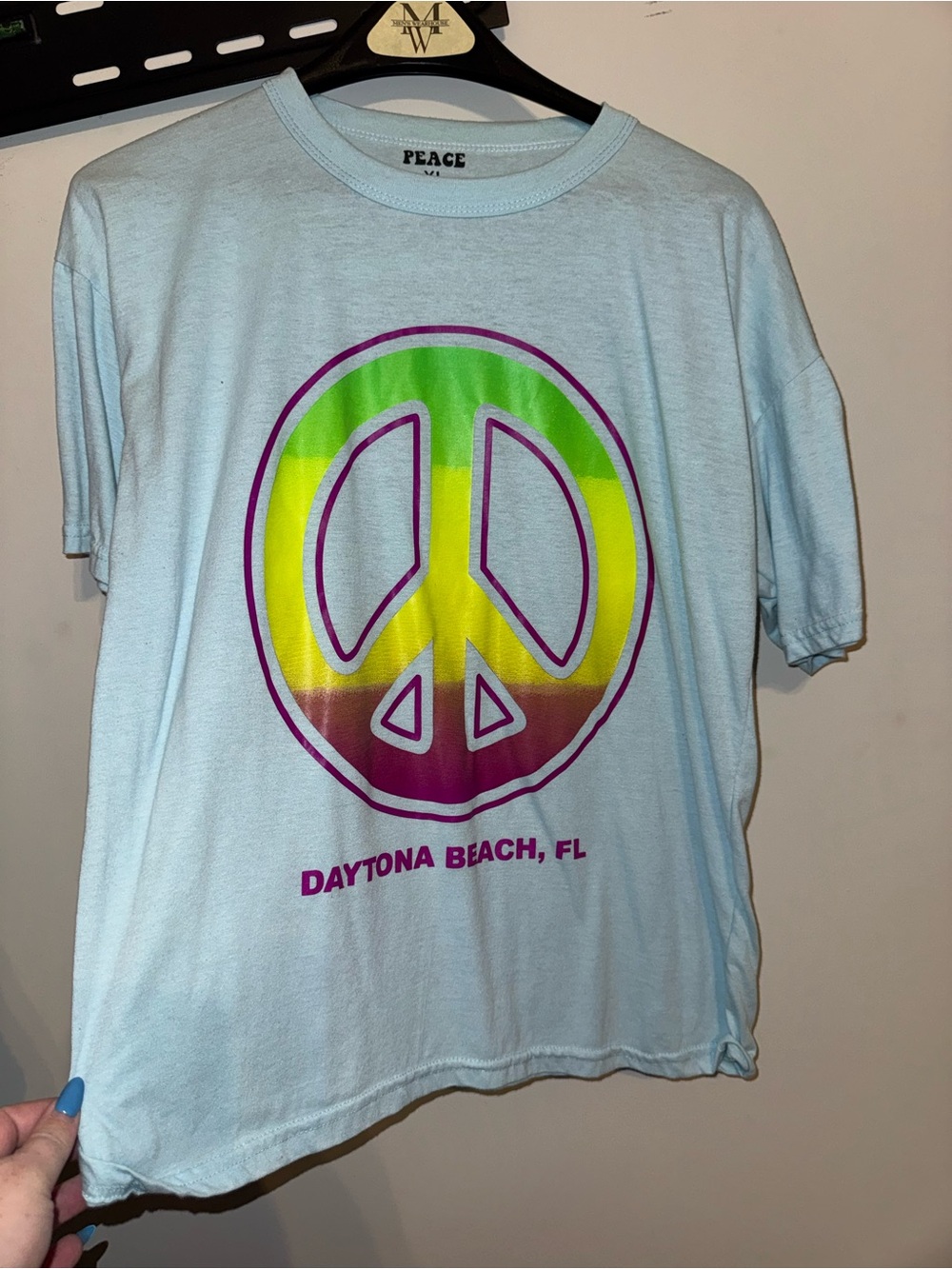 Light Blue Kids Graphic Tee - Daytona Beach Peace Sign